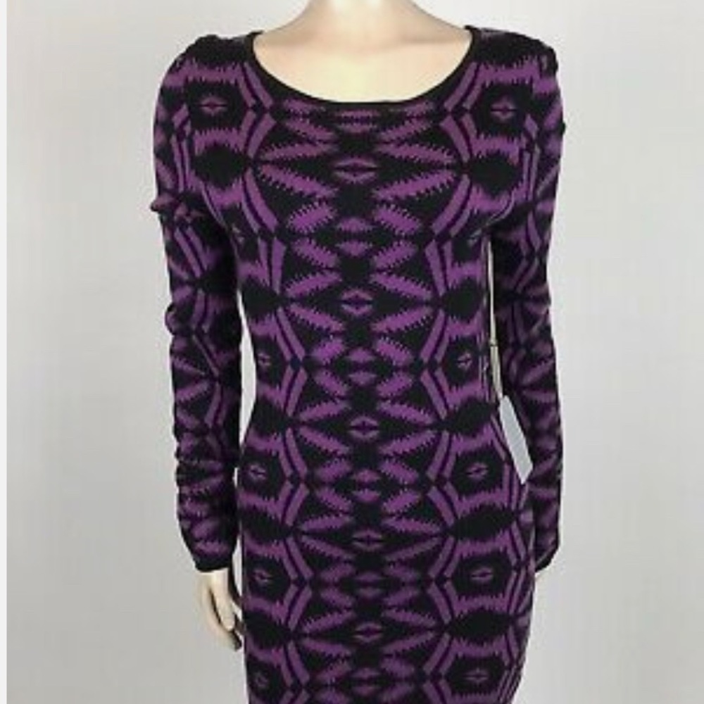 Presley Skye Women's Dress Large Shift Knit Sweater Long sleeve geometric size M